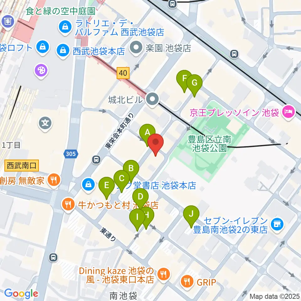 アカペラスタジオBASS ON TOP池袋東口店周辺の駐車場・コインパーキング一覧地図