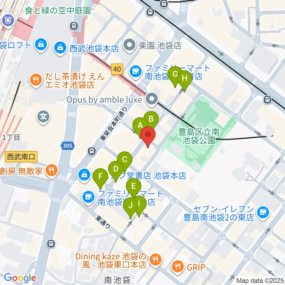 アカペラスタジオBASS ON TOP池袋東口店周辺の駐車場・コインパーキング一覧地図