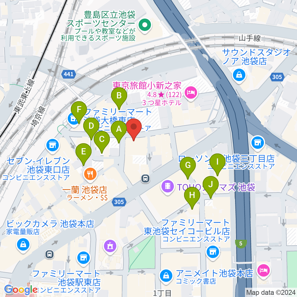 イケベ ユーズド ギターズGET周辺の駐車場・コインパーキング一覧地図