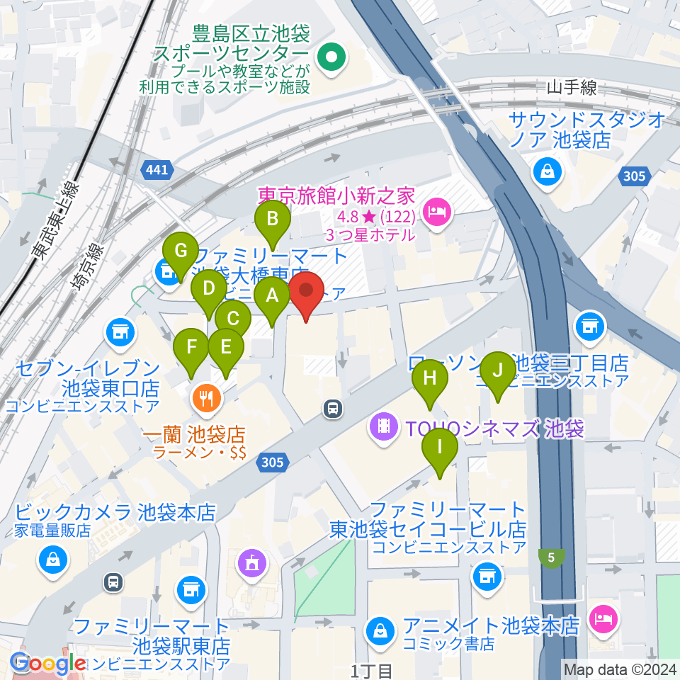 イケベ ユーズド ギターズGET周辺の駐車場・コインパーキング一覧地図