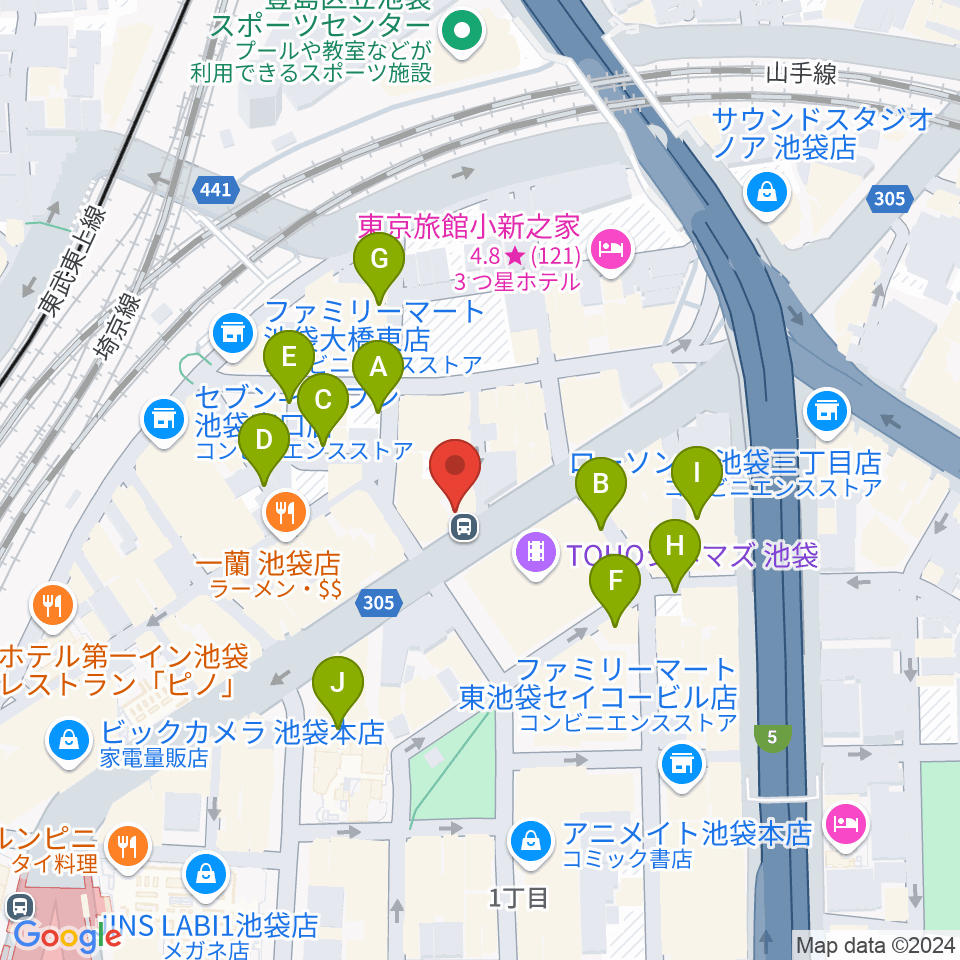 イケベ楽器店GET STOMP周辺の駐車場・コインパーキング一覧地図