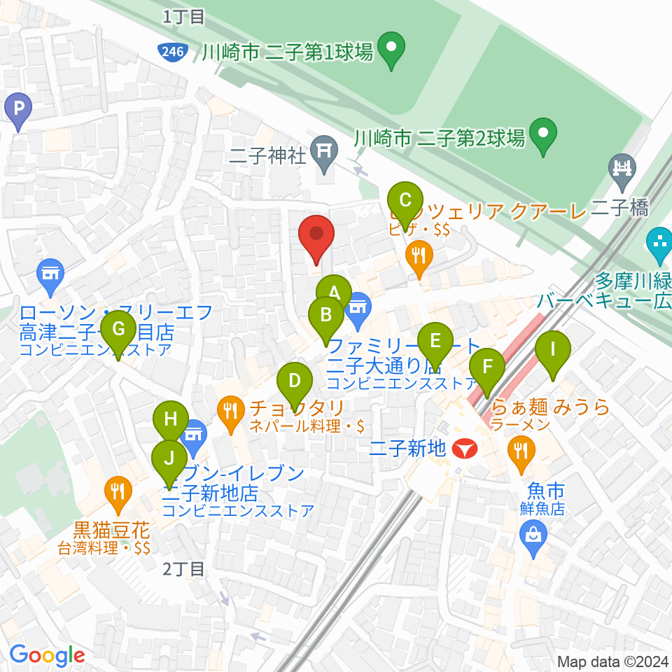 ふたこ音楽館周辺の駐車場・コインパーキング一覧地図