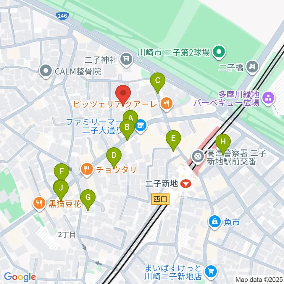 ふたこ音楽館周辺の駐車場・コインパーキング一覧地図