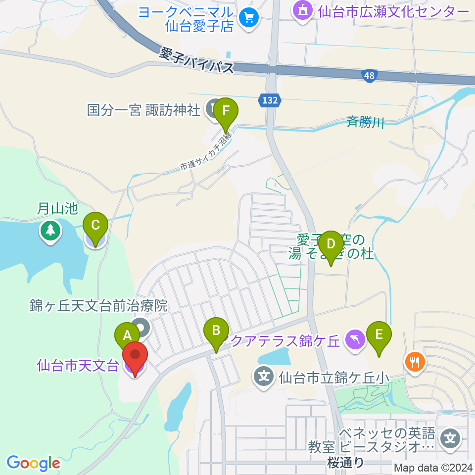 仙台市天文台周辺の駐車場・コインパーキング一覧地図