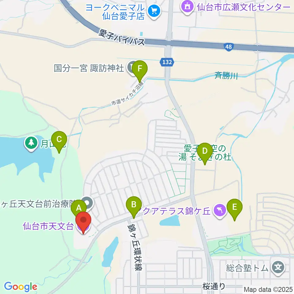 仙台市天文台周辺の駐車場・コインパーキング一覧地図