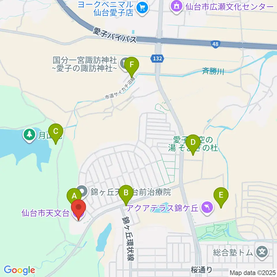 仙台市天文台周辺の駐車場・コインパーキング一覧地図