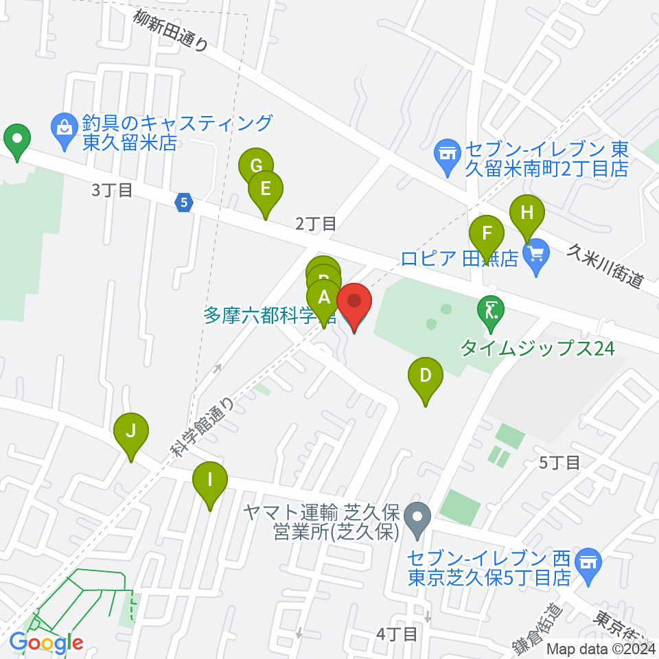 多摩六都科学館周辺の駐車場・コインパーキング一覧地図