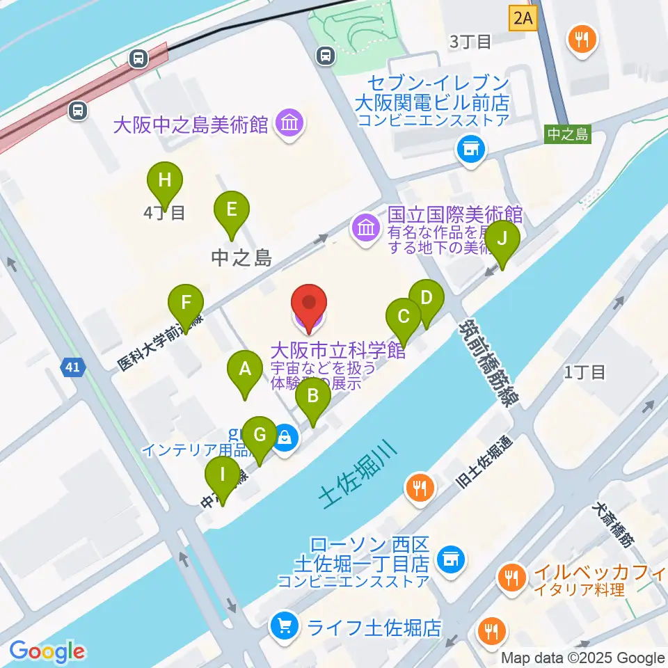 大阪市立科学館周辺の駐車場・コインパーキング一覧地図