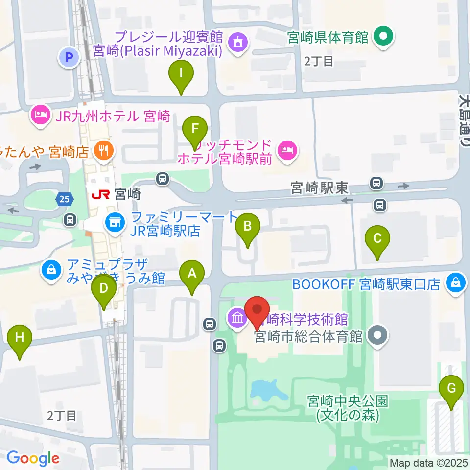 宮崎科学技術館周辺の駐車場・コインパーキング一覧地図