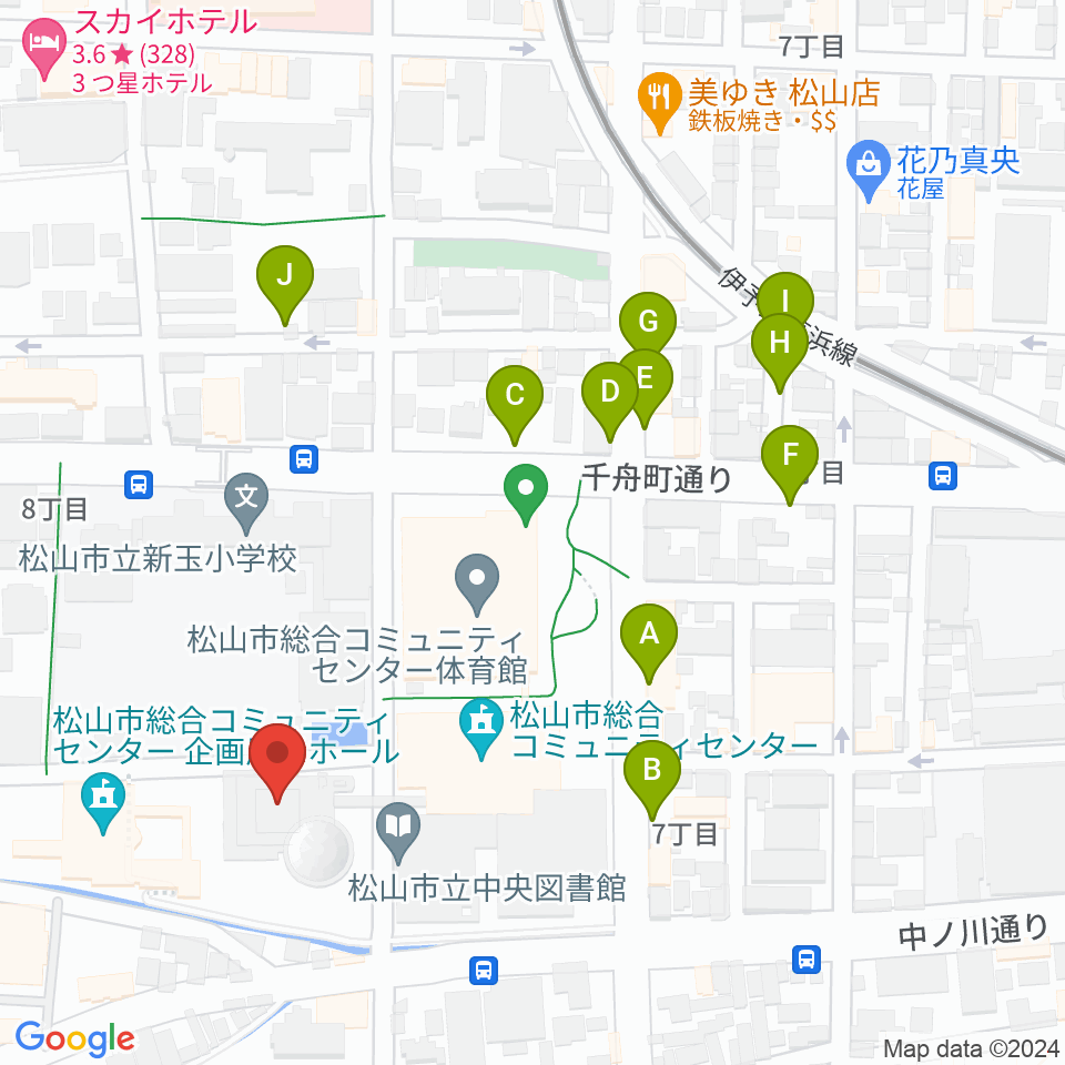 松山コスモシアター周辺の駐車場・コインパーキング一覧地図