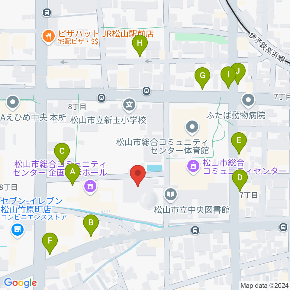 松山コスモシアター周辺の駐車場・コインパーキング一覧地図