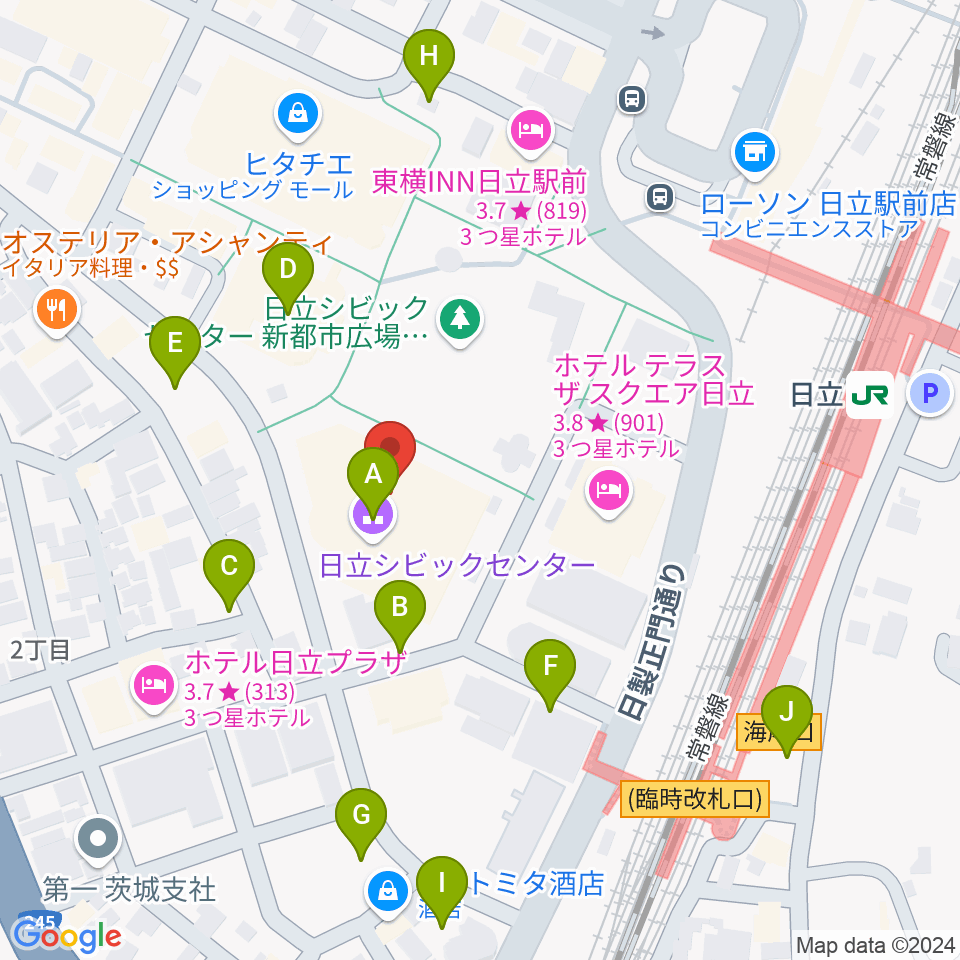 日立シビックセンター天球劇場周辺の駐車場・コインパーキング一覧地図