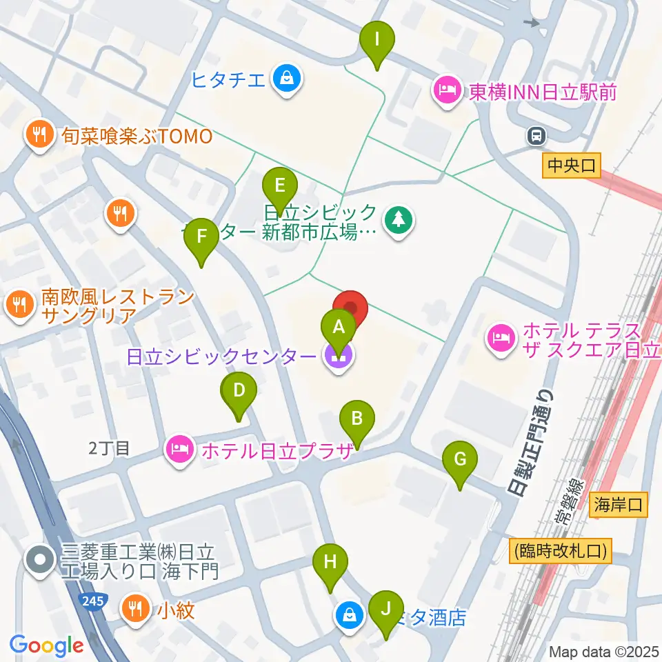 日立シビックセンター天球劇場周辺の駐車場・コインパーキング一覧地図