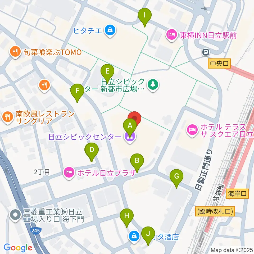 日立シビックセンター天球劇場周辺の駐車場・コインパーキング一覧地図