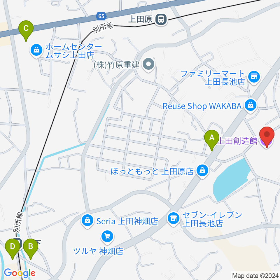 上田創造館周辺の駐車場・コインパーキング一覧地図