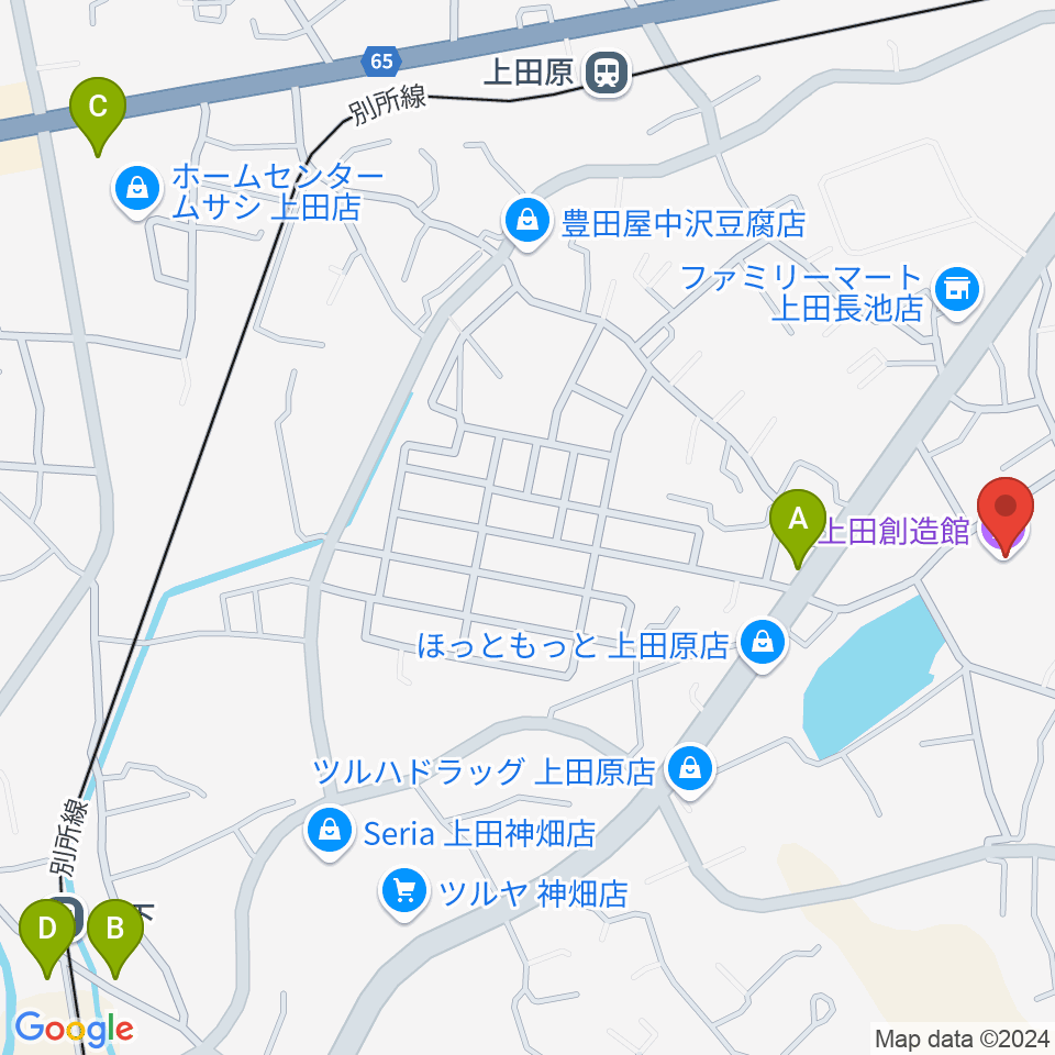 上田創造館周辺の駐車場・コインパーキング一覧地図