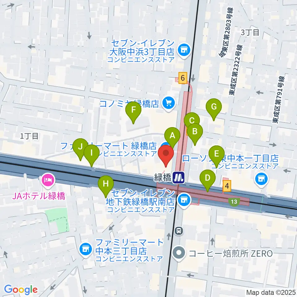 大阪緑橋 戦国大統領周辺の駐車場・コインパーキング一覧地図