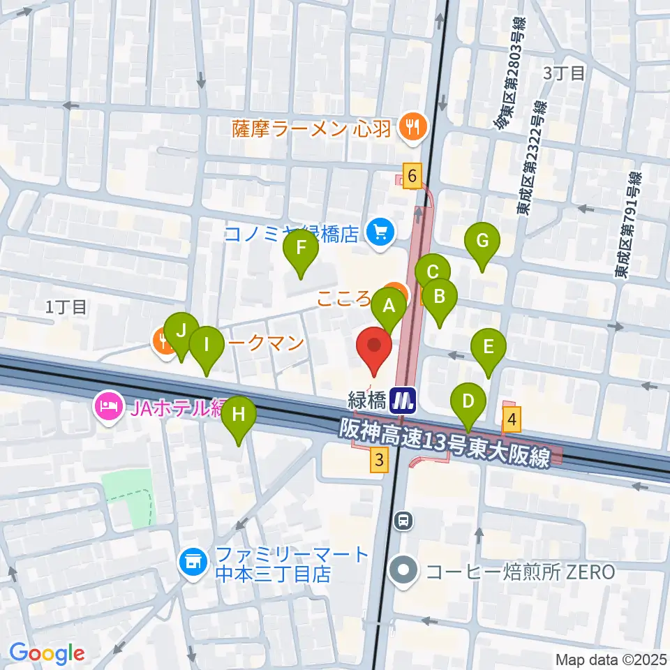 大阪緑橋 戦国大統領周辺の駐車場・コインパーキング一覧地図