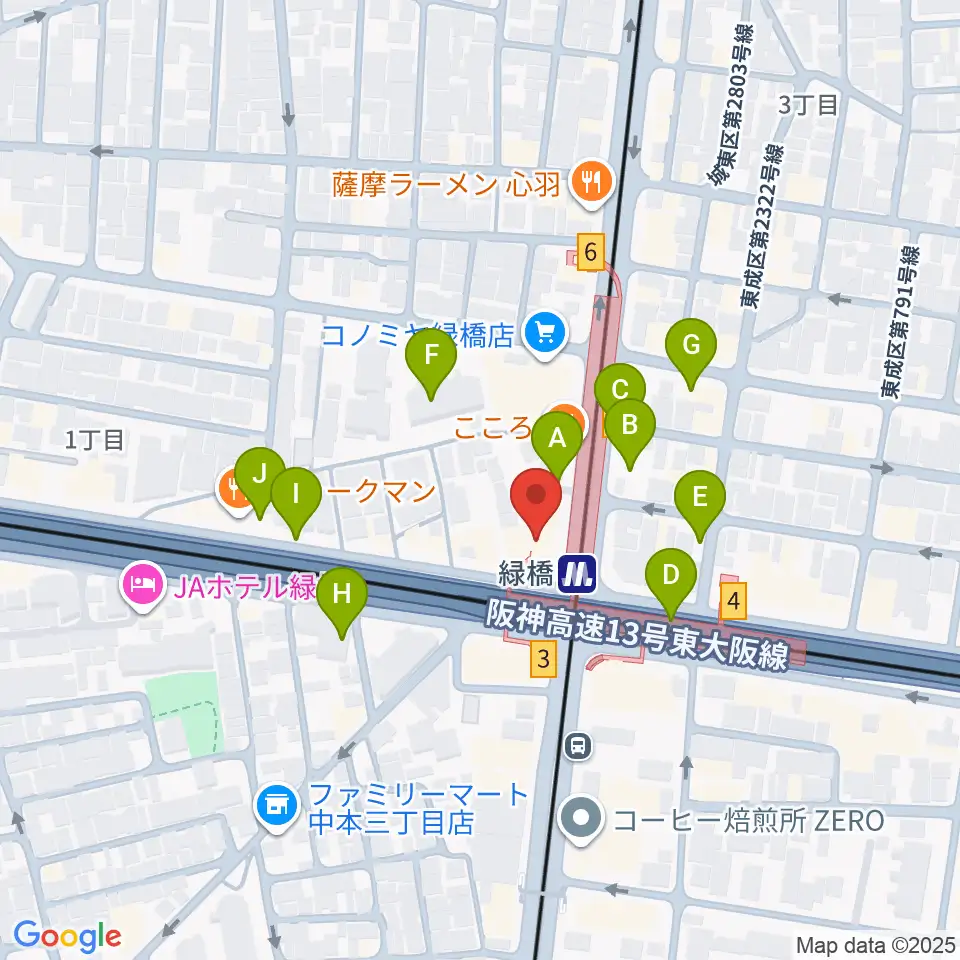 大阪緑橋 戦国大統領周辺の駐車場・コインパーキング一覧地図