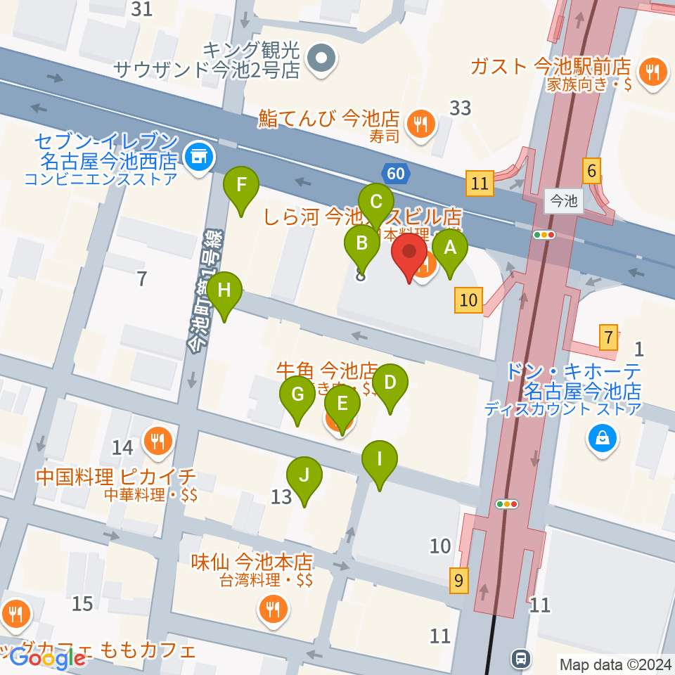 今池ガスホール周辺の駐車場・コインパーキング一覧地図