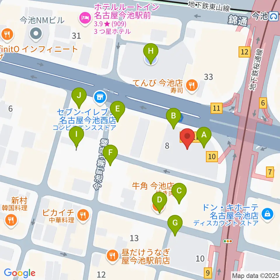 今池ガスホール周辺の駐車場・コインパーキング一覧地図