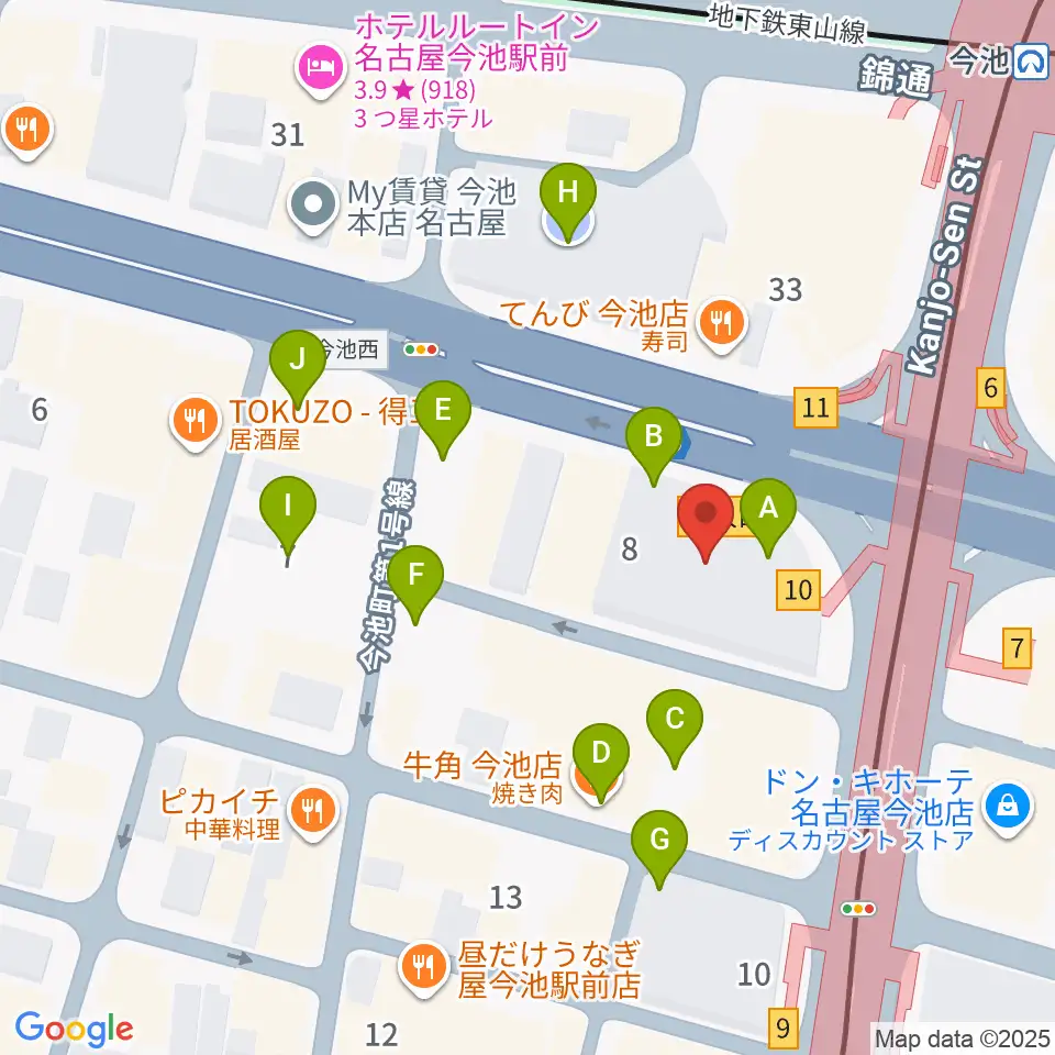 今池ガスホール周辺の駐車場・コインパーキング一覧地図