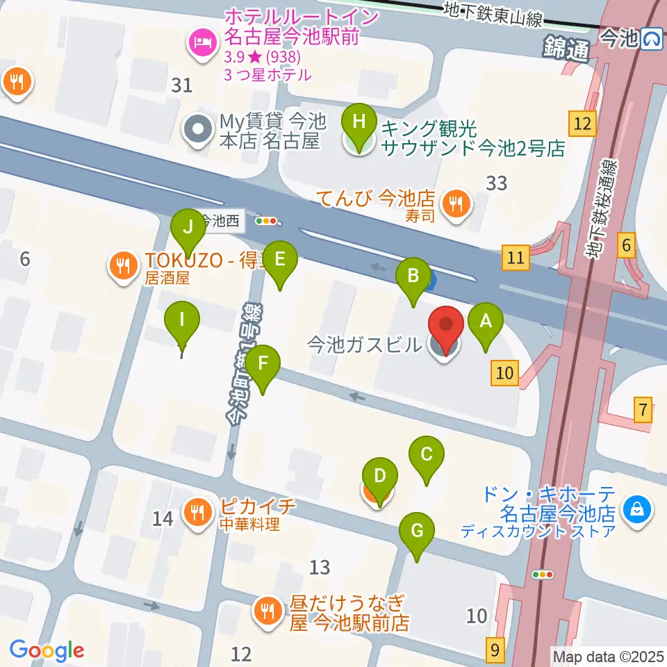 今池ガスホール周辺の駐車場・コインパーキング一覧地図