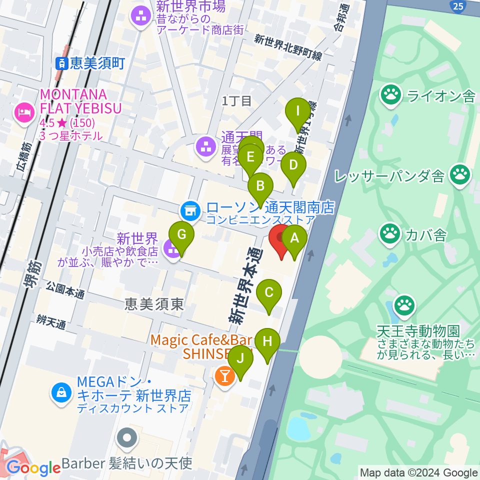 新世界ZAZA周辺の駐車場・コインパーキング一覧地図