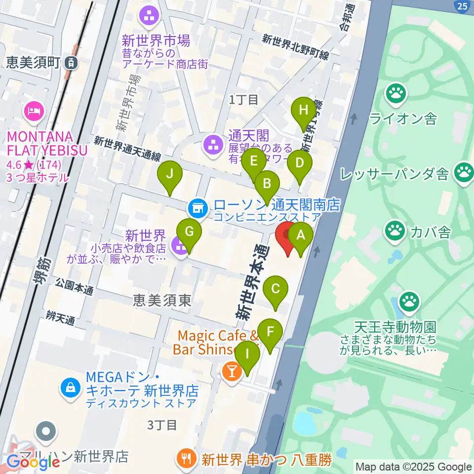 新世界ZAZA周辺の駐車場・コインパーキング一覧地図