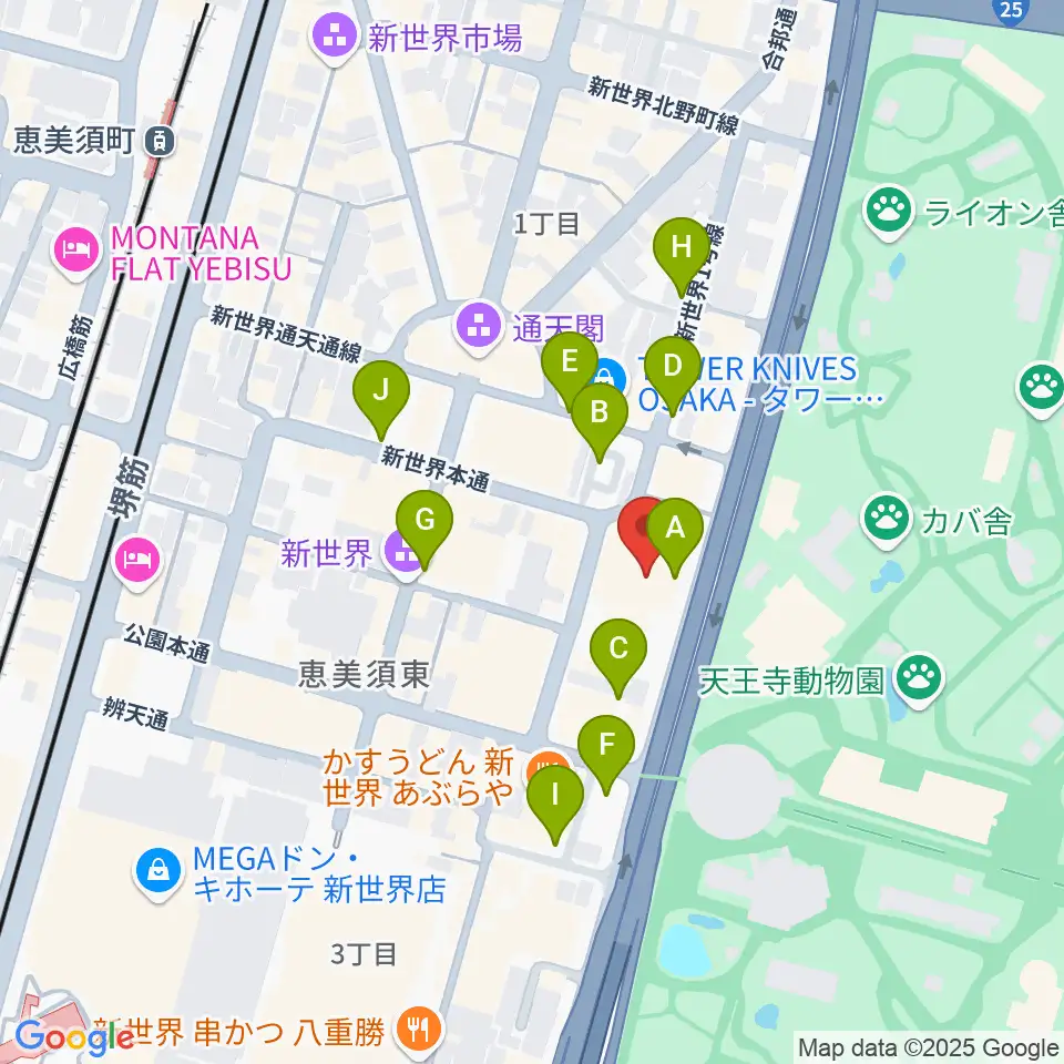新世界ZAZA周辺の駐車場・コインパーキング一覧地図