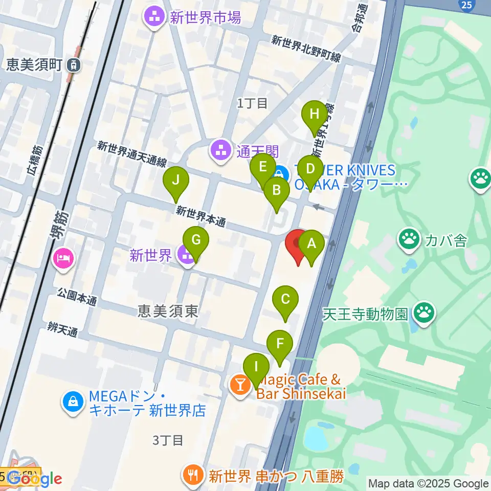新世界ZAZA周辺の駐車場・コインパーキング一覧地図