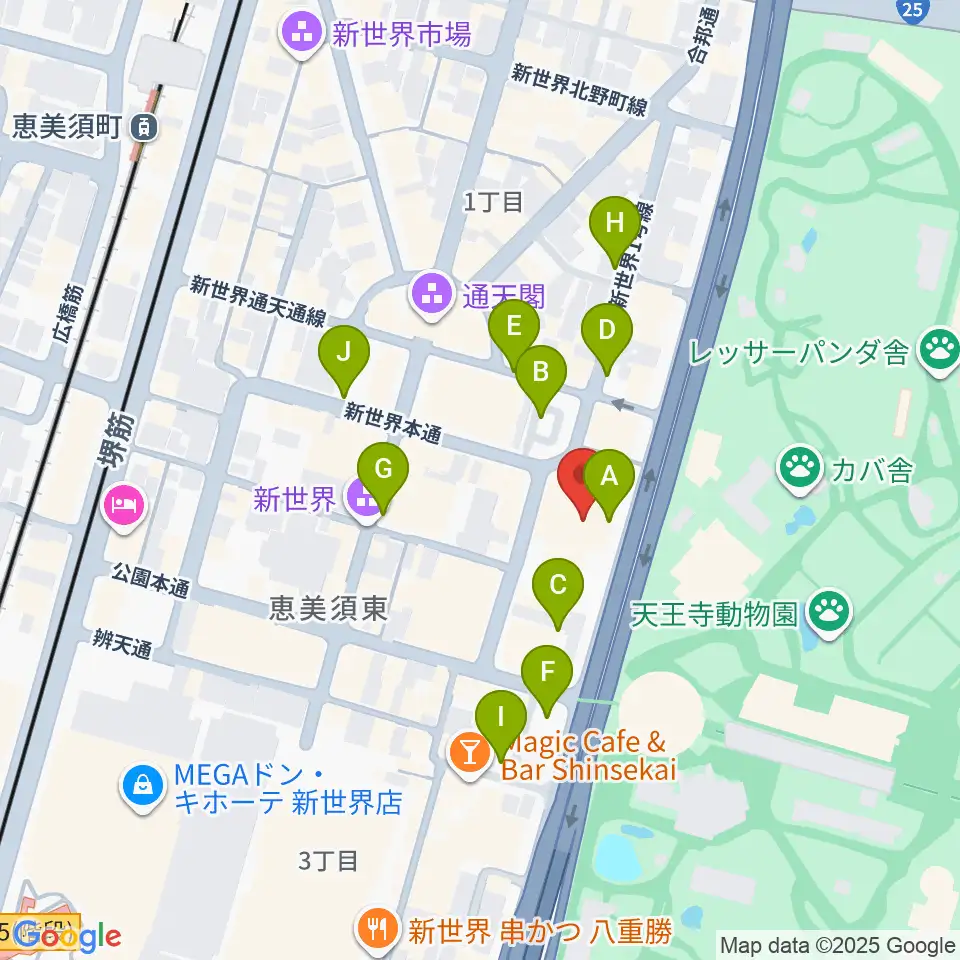 新世界ZAZA周辺の駐車場・コインパーキング一覧地図