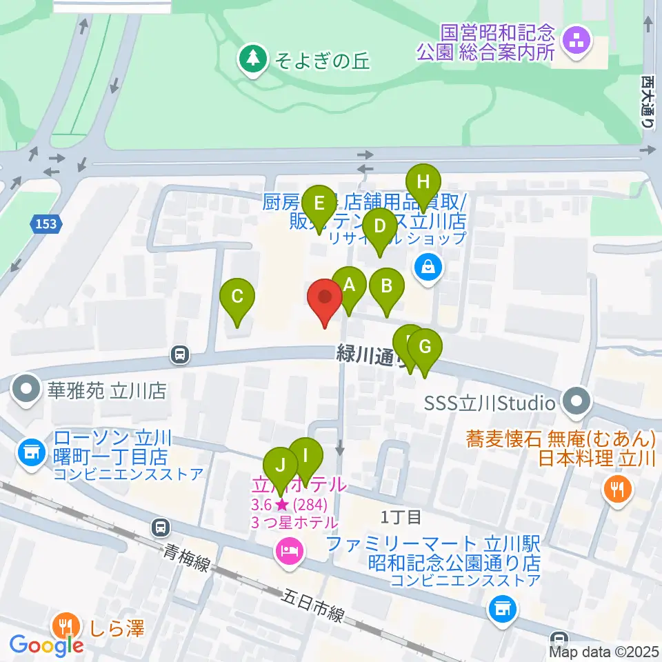 立川けやき座周辺の駐車場・コインパーキング一覧地図