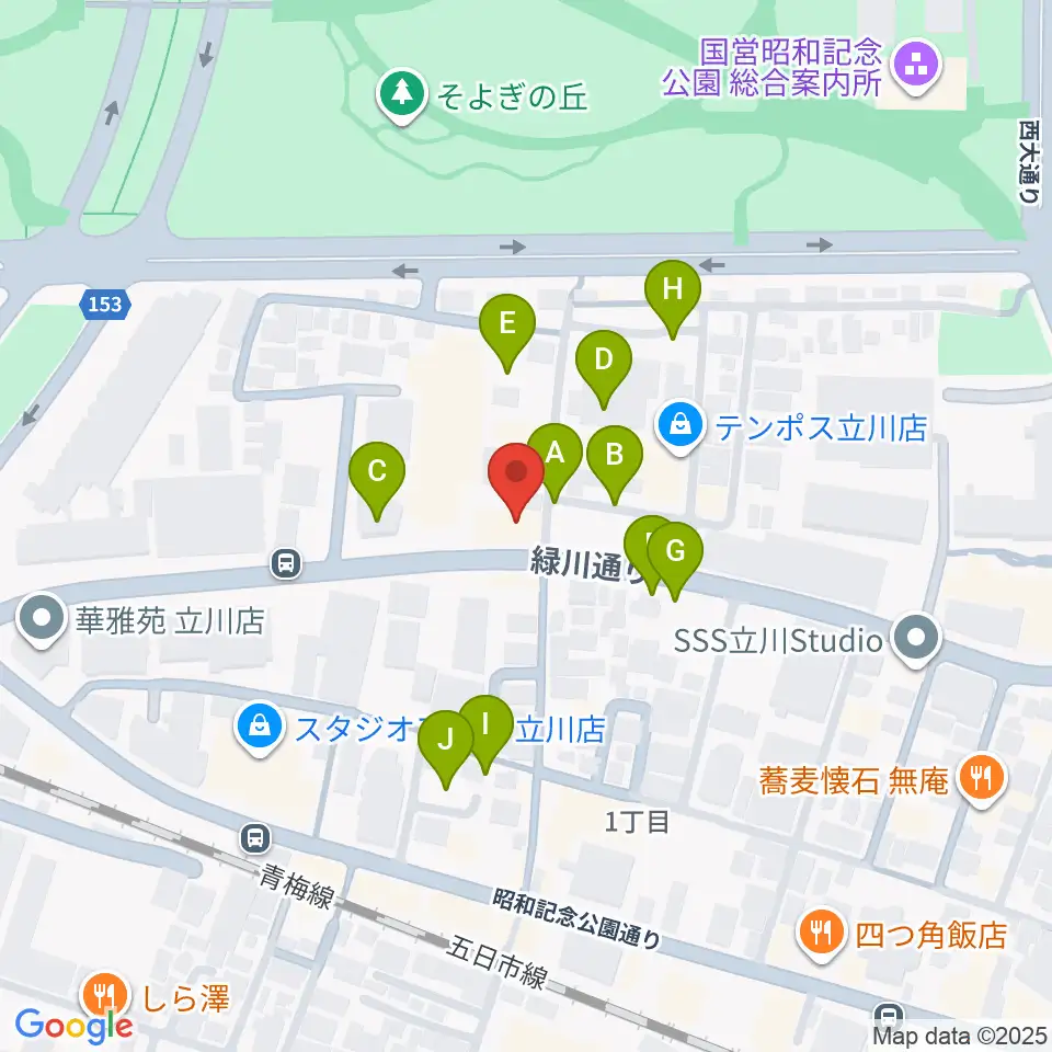 立川けやき座周辺の駐車場・コインパーキング一覧地図