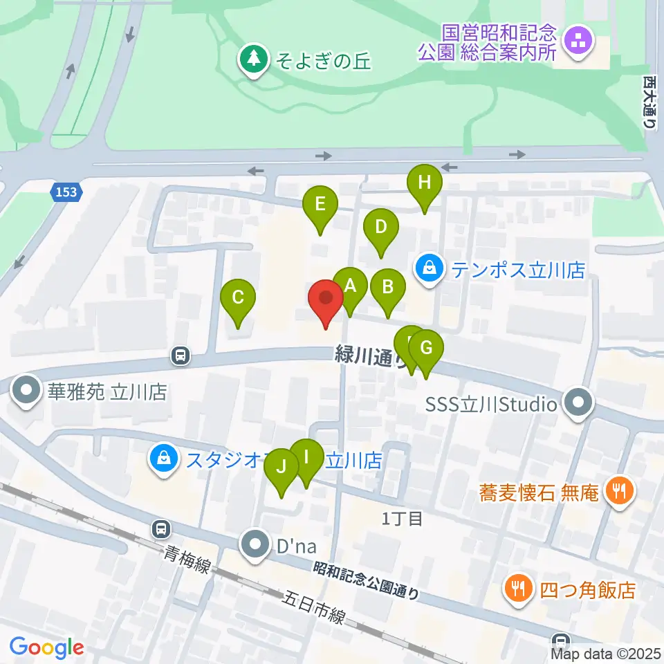 立川けやき座周辺の駐車場・コインパーキング一覧地図