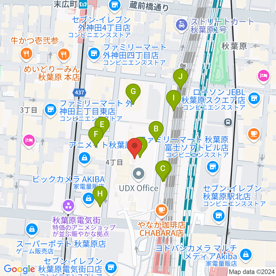 秋葉原UDXシアター周辺の駐車場・コインパーキング一覧地図