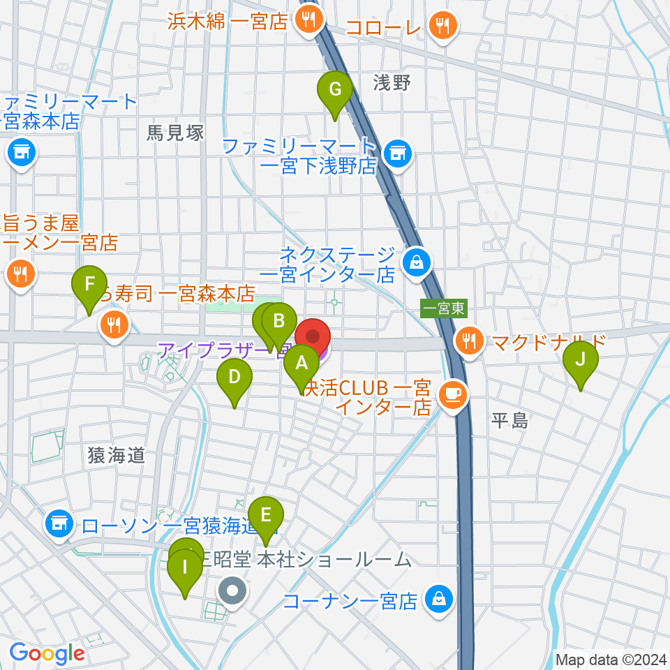 アイプラザ一宮周辺の駐車場・コインパーキング一覧地図