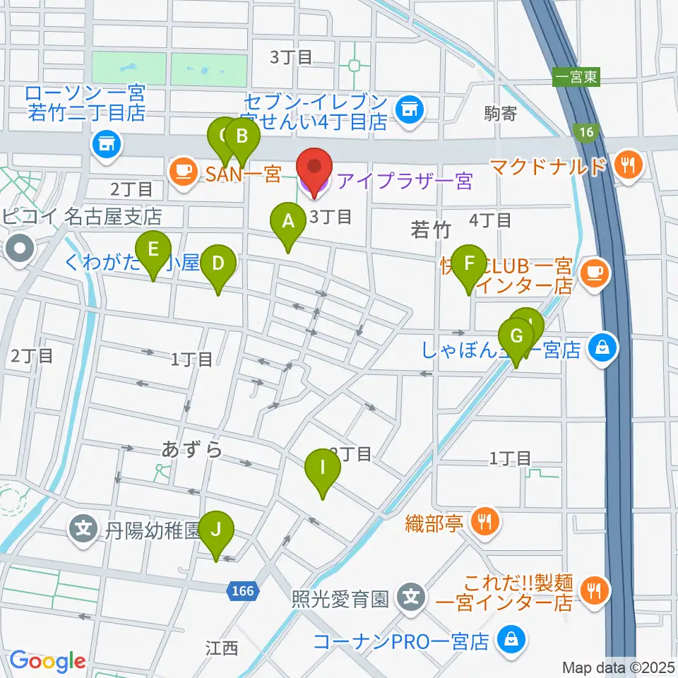 アイプラザ一宮周辺の駐車場・コインパーキング一覧地図