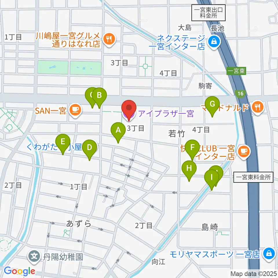 アイプラザ一宮周辺の駐車場・コインパーキング一覧地図