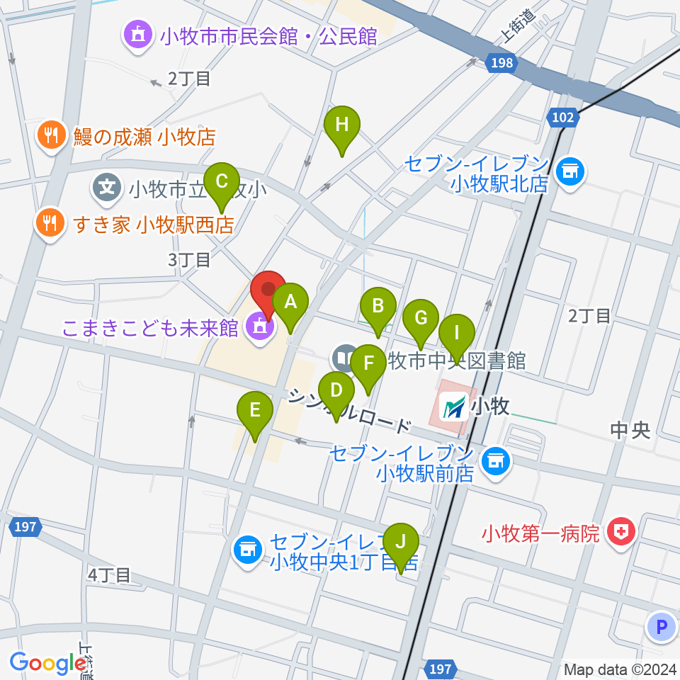 小牧市まなび創造館周辺の駐車場・コインパーキング一覧地図