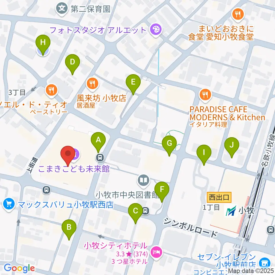 小牧市まなび創造館周辺の駐車場・コインパーキング一覧地図