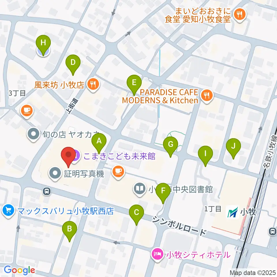 小牧市まなび創造館周辺の駐車場・コインパーキング一覧地図