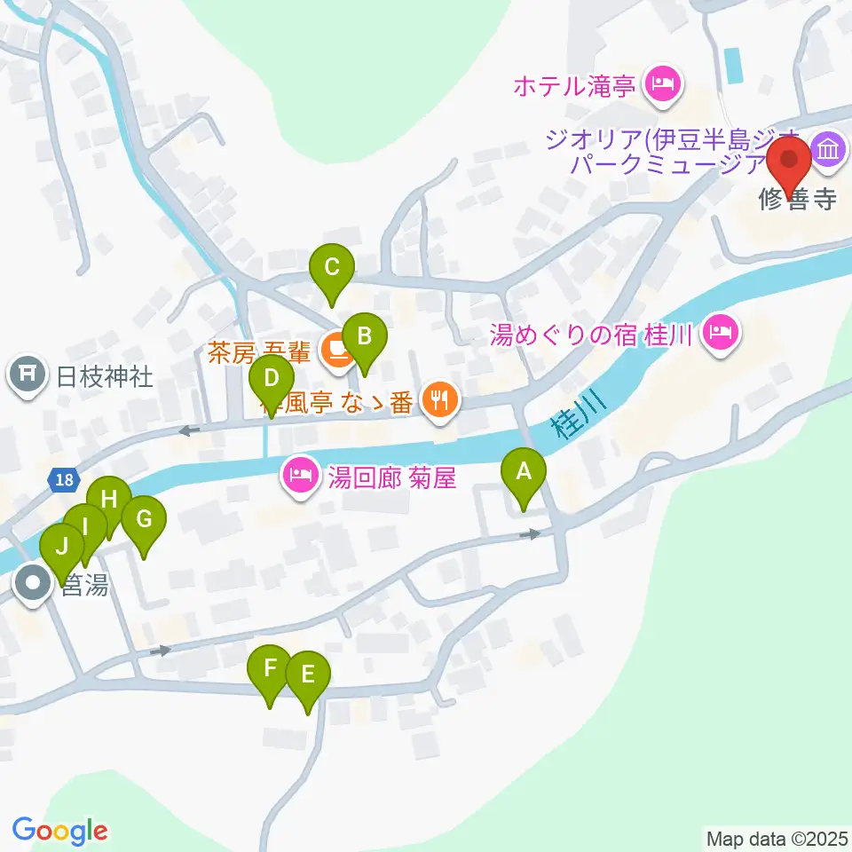修善寺総合会館周辺の駐車場・コインパーキング一覧地図