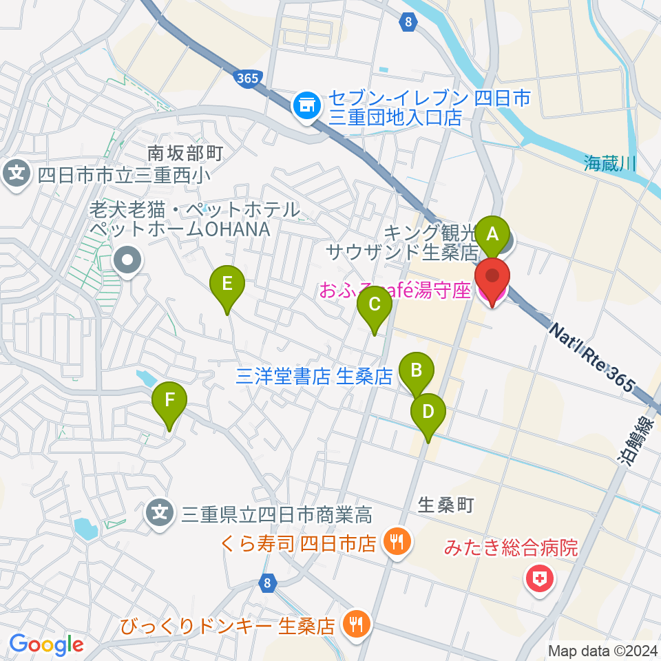 おふろcafé 湯守座周辺の駐車場・コインパーキング一覧地図