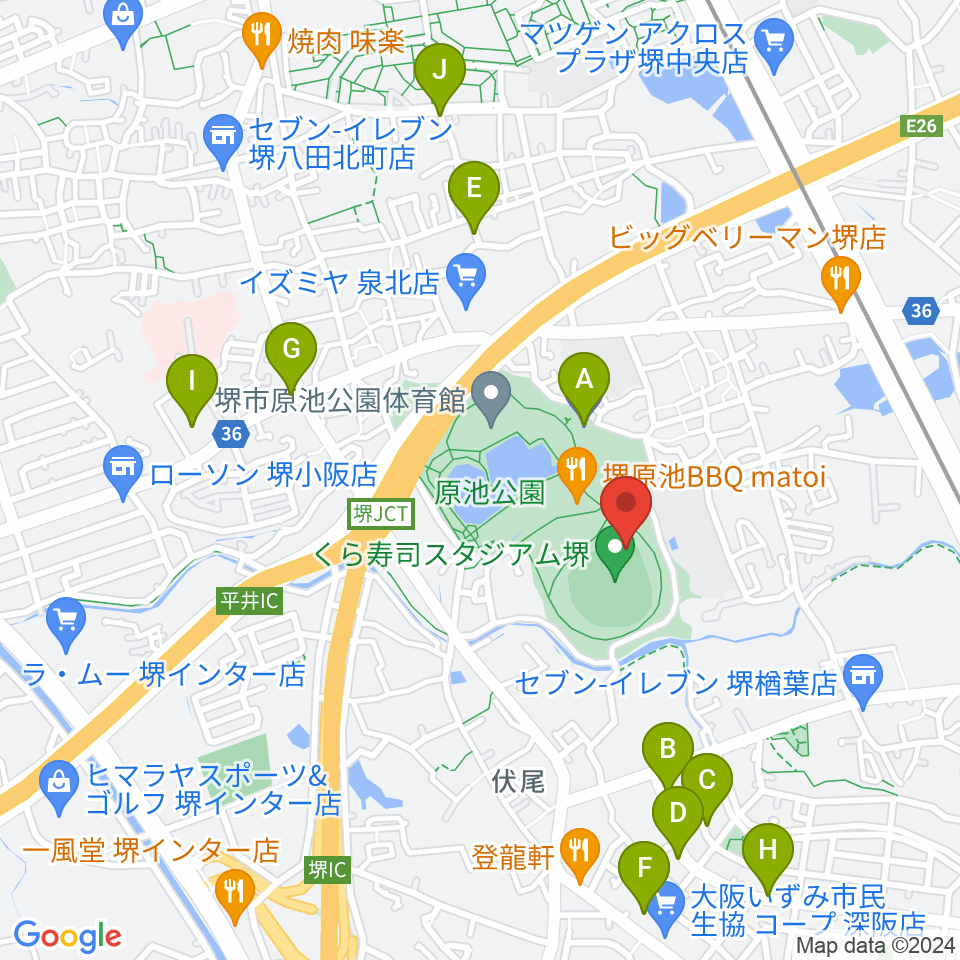 くら寿司スタジアム堺周辺の駐車場・コインパーキング一覧地図