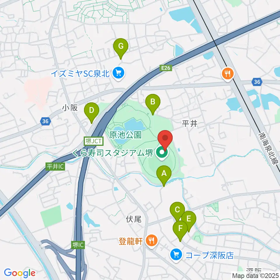 くら寿司スタジアム堺周辺の駐車場・コインパーキング一覧地図