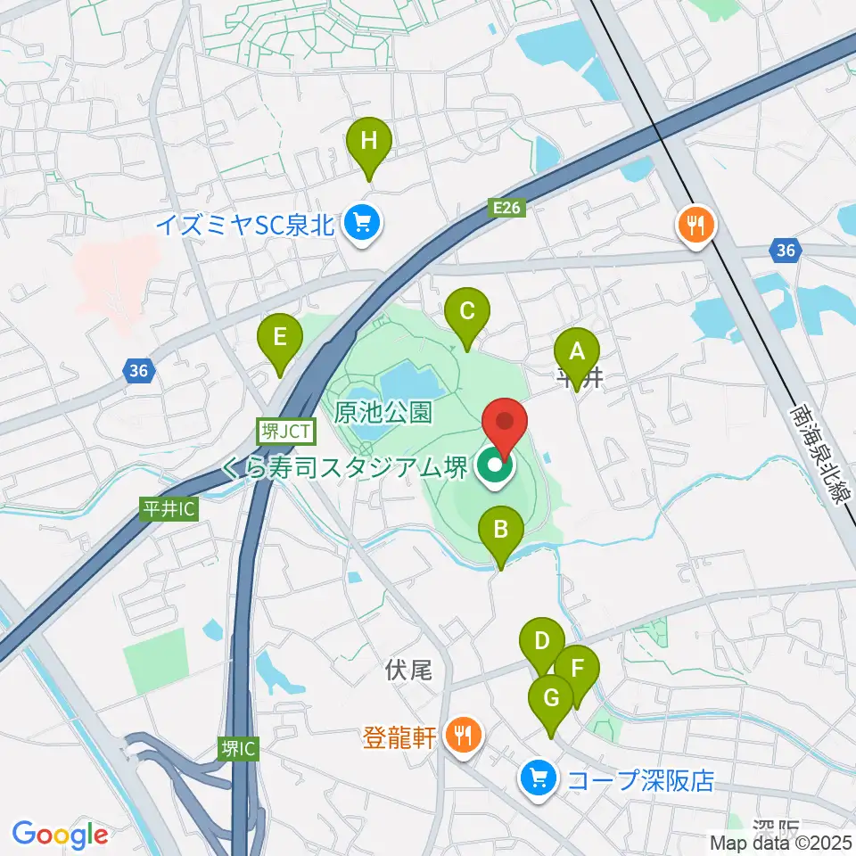 くら寿司スタジアム堺周辺の駐車場・コインパーキング一覧地図