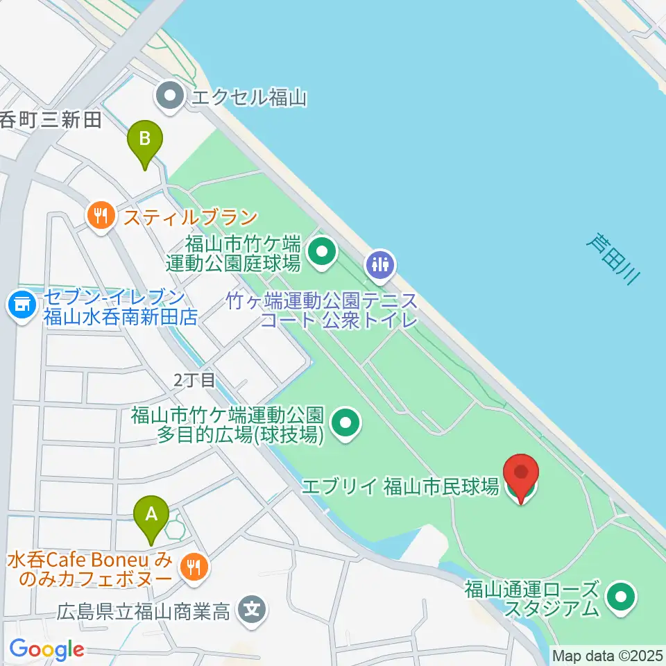 エブリイ福山市民球場周辺の駐車場・コインパーキング一覧地図