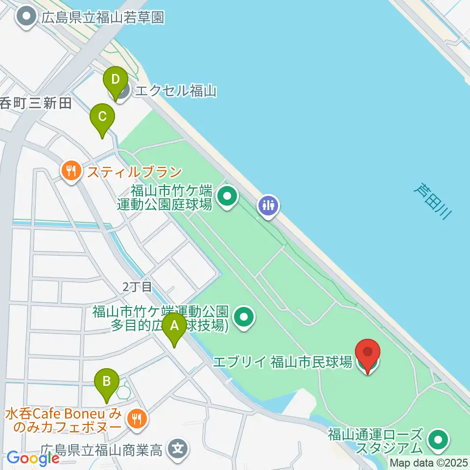 エブリイ福山市民球場周辺の駐車場・コインパーキング一覧地図