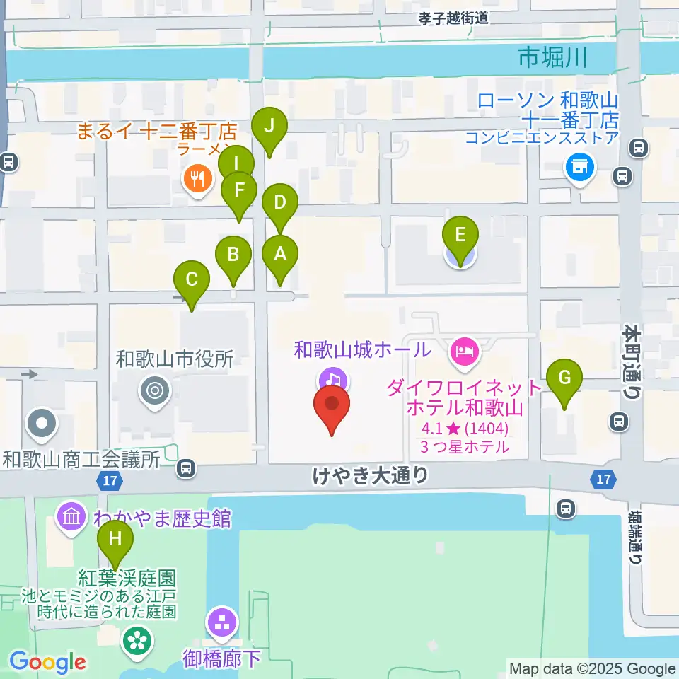 和歌山城ホール周辺の駐車場・コインパーキング一覧地図